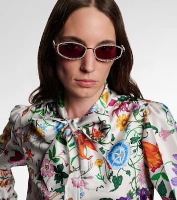 Crystal-embellished oval sunglasses | Gucci