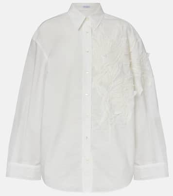 Embroidered cotton-blend poplin shirt | Brunello Cucinelli