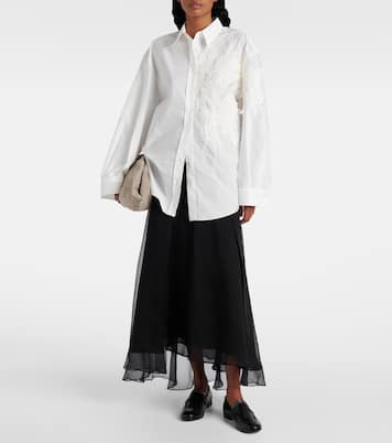 Embroidered cotton-blend poplin shirt | Brunello Cucinelli