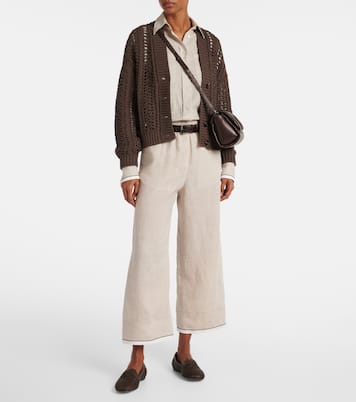 Pantalon ample raccourci en lin | Brunello Cucinelli