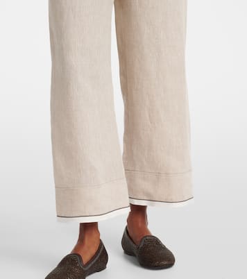 Pantalon ample raccourci en lin | Brunello Cucinelli