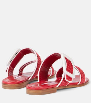 Tituba leather-trimmed raffia sandals | Manolo Blahnik