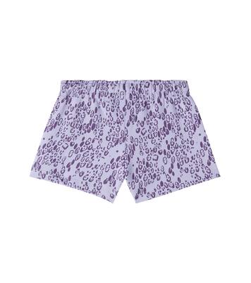 豹纹印花棉质针织短裤 | Mini Rodini