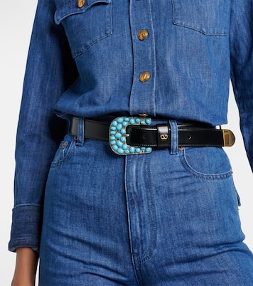 VLogo embellished leather belt | Valentino Garavani
