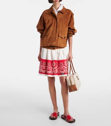 Beau leather-trimmed canvas tote bag | Miu Miu