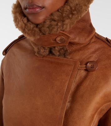 Cropped shearling-trimmed leather jacket | Chloé