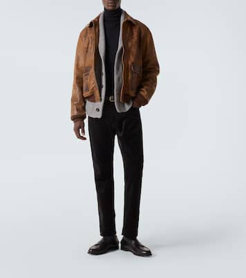 Mid-rise cotton velvet slim pants | Ralph Lauren Purple Label