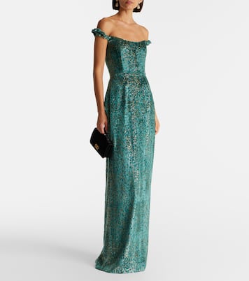 Yolanda off-shoulder brocade gown  | Markarian