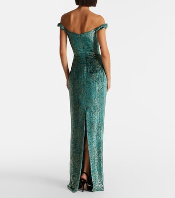 Yolanda off-shoulder brocade gown  | Markarian