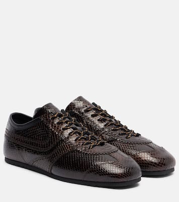 Croc-effect leather sneakers | Dries Van Noten