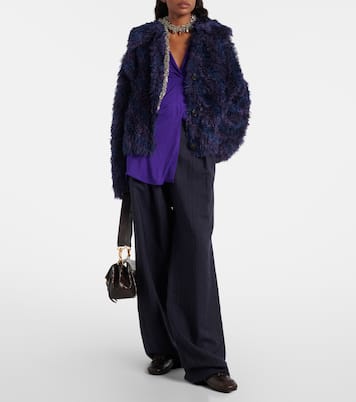 Croc-effect leather sneakers | Dries Van Noten