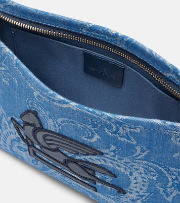 Eyes Mini embroidered denim jacquard pouch | Etro