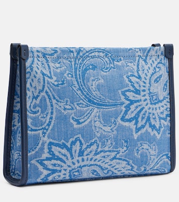 Eyes Mini embroidered denim jacquard pouch | Etro
