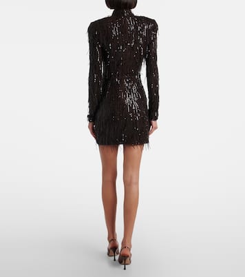 Fringed ruched sequined mesh minidress | Rotate