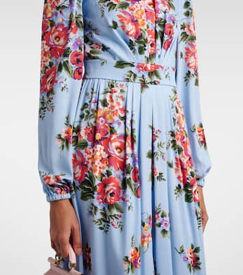 Robe longue en soie mélangée à fleurs | Dolce&Gabbana
