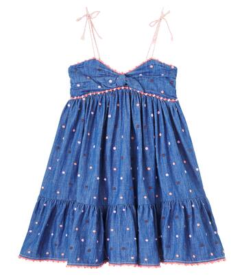 Embroidered polka-dot denim dress | Zimmermann Kids