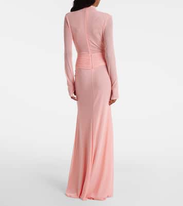 Draped floral-appliqué mesh gown | David Koma