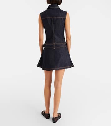 Belted denim minidress | Self-Portrait