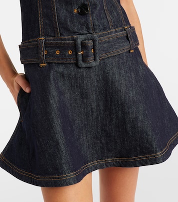 Belted denim minidress | Self-Portrait