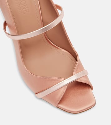 Cynthia 90 leather-trimmed satin sandals | Malone Souliers