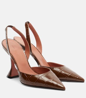 Holli croc-effect leather slingback pumps | Amina Muaddi