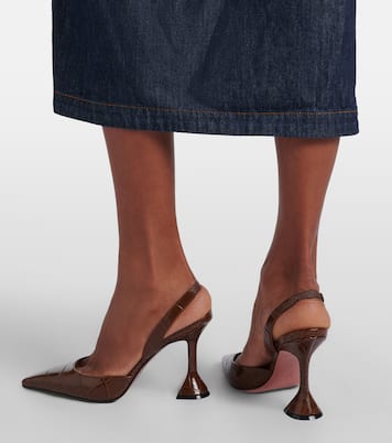 Holli croc-effect leather slingback pumps | Amina Muaddi