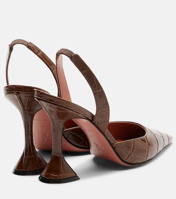 Holli croc-effect leather slingback pumps | Amina Muaddi