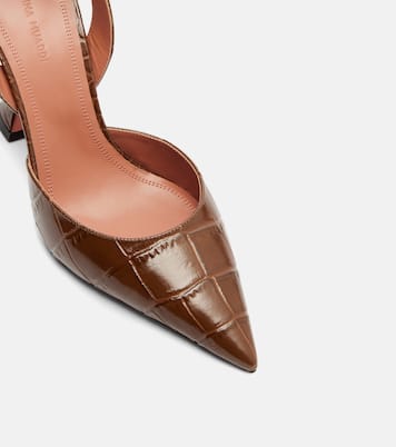 Holli croc-effect leather slingback pumps | Amina Muaddi
