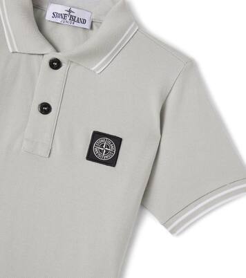 Compass cotton-blend polo shirt | Stone Island Junior