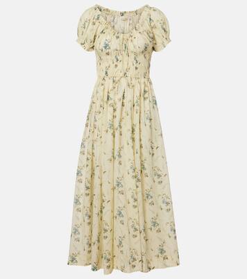 Ashlynn gathered floral cotton midi dress | Dôen