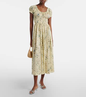 Ashlynn gathered floral cotton midi dress | Dôen