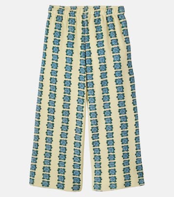 Printed floral cotton terry wide-leg pants | Tinycottons