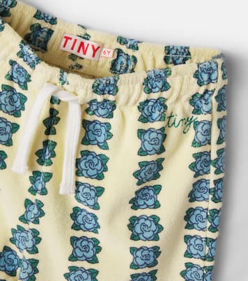 Printed floral cotton terry wide-leg pants | Tinycottons