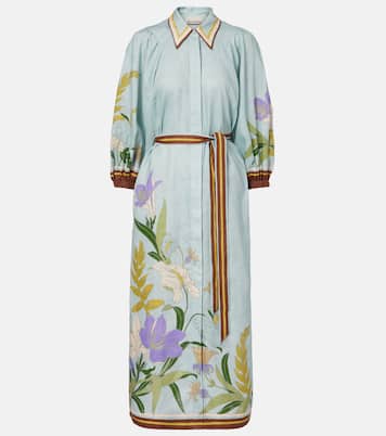 Belted floral linen shirt dress | Alémais