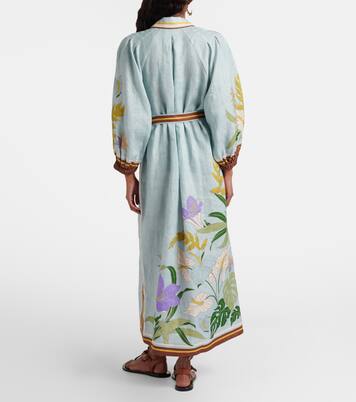Belted floral linen shirt dress | Alémais