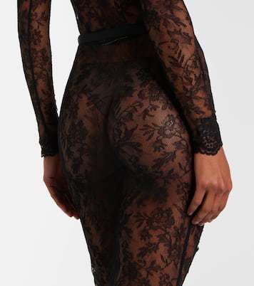 Falda midi de encaje floral | Valentino