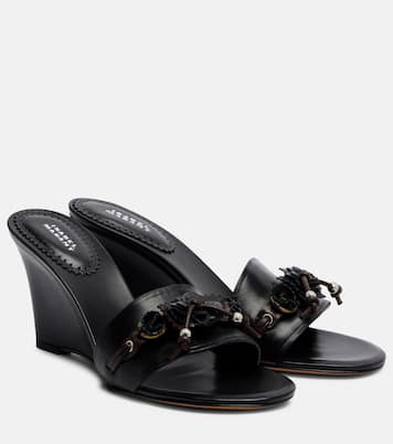 Anee embellished leather wedge mules | Isabel Marant
