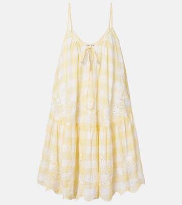 Robe asymétrique en coton à carreaux et broderie | Juliet Dunn