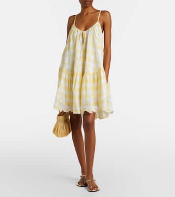 Robe asymétrique en coton à carreaux et broderie | Juliet Dunn