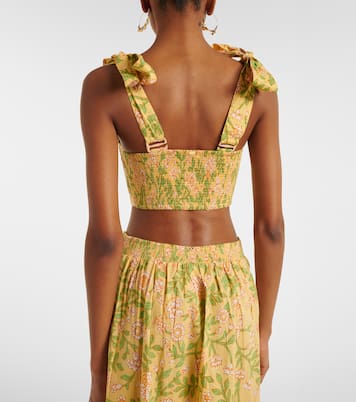 Carla pleated floral cotton crop top | Poupette St Barth