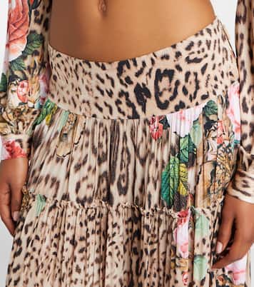 Printed tiered ruffled maxi skirt | Roberto Cavalli