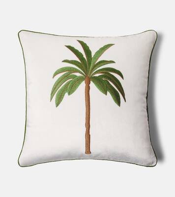 Embroidered cotton velvet cushion | Les-Ottomans
