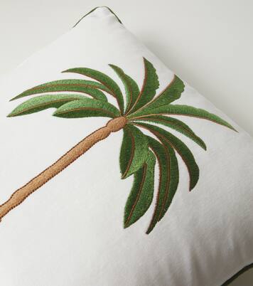 Embroidered cotton velvet cushion | Les-Ottomans