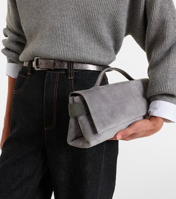 Bolso Small de ante con cuentas Monili | Brunello Cucinelli