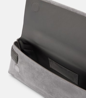 Bolso Small de ante con cuentas Monili | Brunello Cucinelli