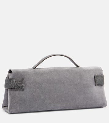 Bolso Small de ante con cuentas Monili | Brunello Cucinelli