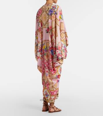 Caftán de seda floral adornado | Camilla