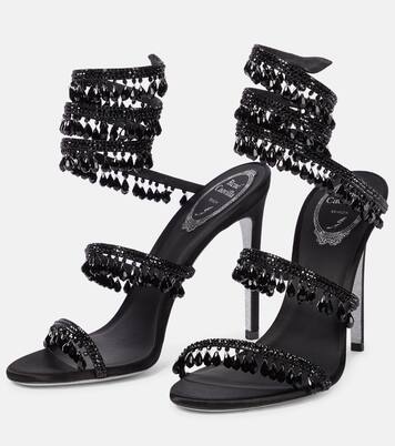 Chandelier embellished satin sandals | Rene Caovilla