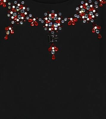 Crystal-embellished cotton T-shirt | Dolce&Gabbana Kids