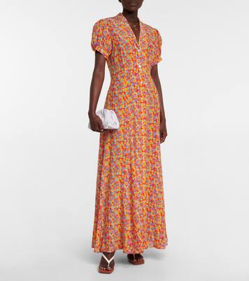 Robe longue Bel en soie à fleurs | Caroline Constas